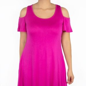Cold Shoulder Dress w/ Shark Bite Hem